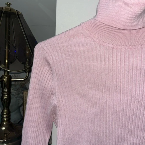 Zara Light Pink Ribbed Turtleneck Sweater - Picture 2 of 3